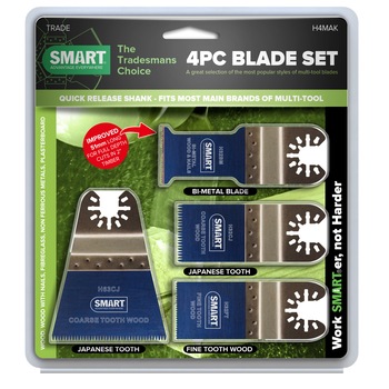 Set cu 4 Lame Unelta Multifunctionala Multicutter SMART H4MAK Universal (H32BM, H32CJ, H32FT, H63CJ) Set cu 4 Lame Unelta Multifunctionala Multicutter SMART H4MAK Universal (H32BM, H32CJ, H32FT, H63CJ)