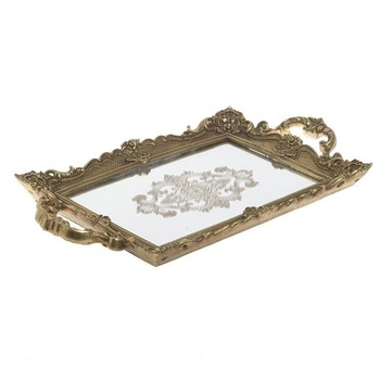 Tava cu oglinda din rasina Antique Gold 47 cm x 27 cm Tava cu oglinda din rasina Antique Gold 47 cm x 27 cm