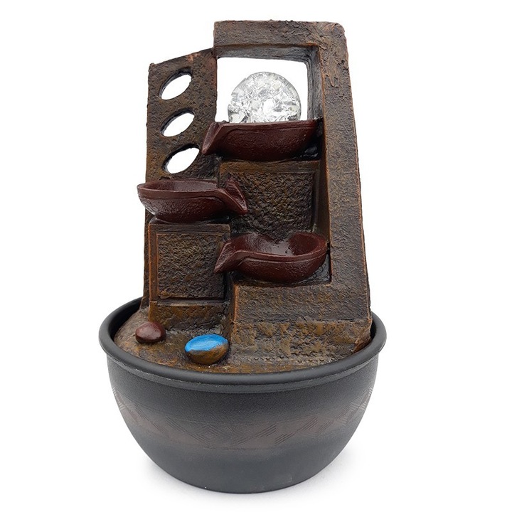 Електрически фонтан от смола с кани и топка, 19x27 см