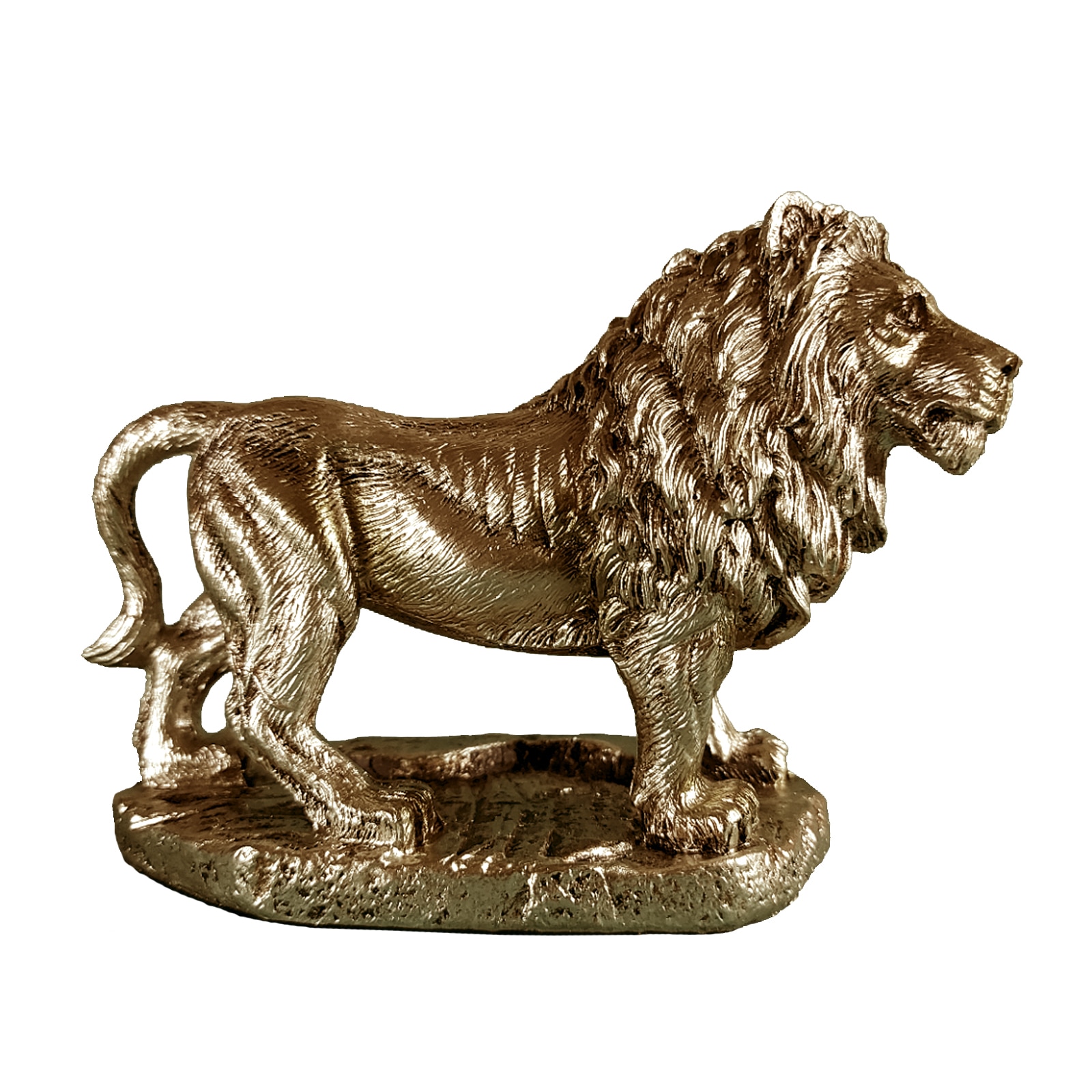 Statueta ArtDeco Leu auriu-roscat din polirasina, dimensiuni 10 cm inaltime, 14 cm lungime si 6 cm latime