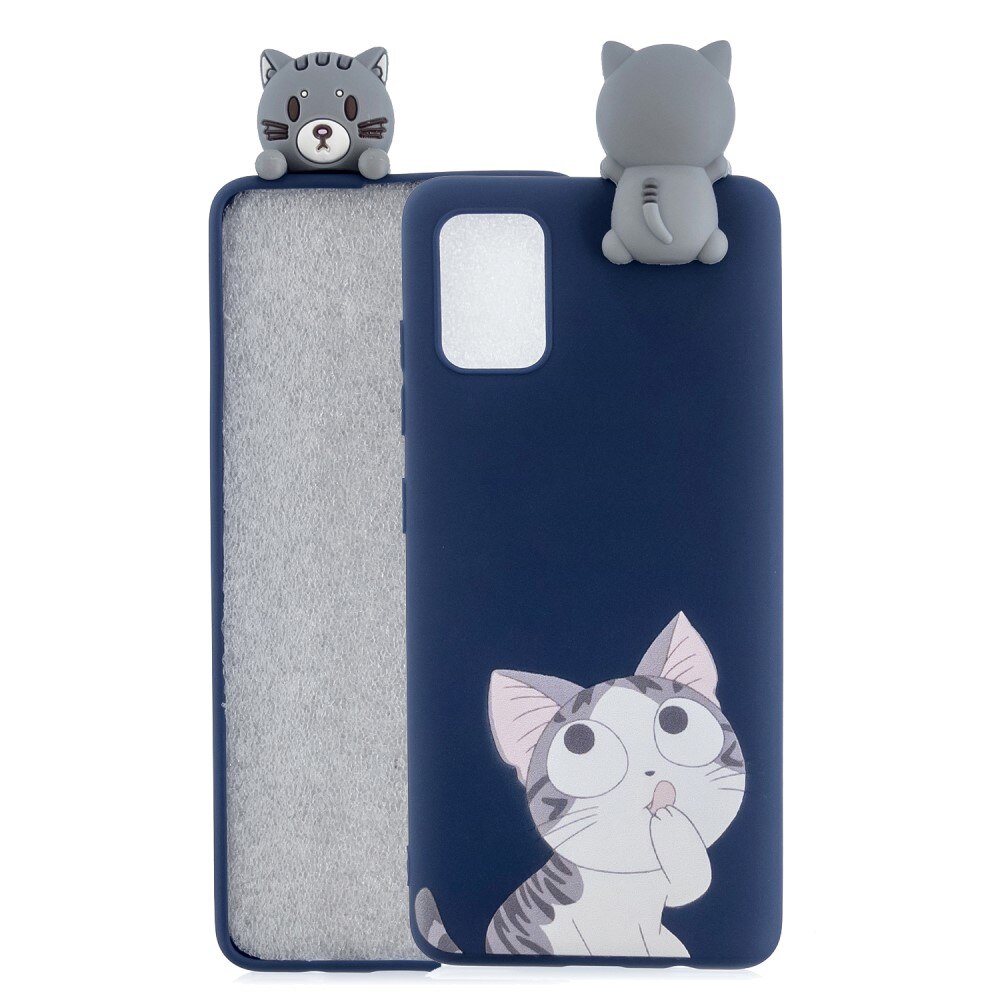 Husa pentru Samsung Galaxy A02s - Model Pisicuta 3D, Silicon moale TPU,  Albastra