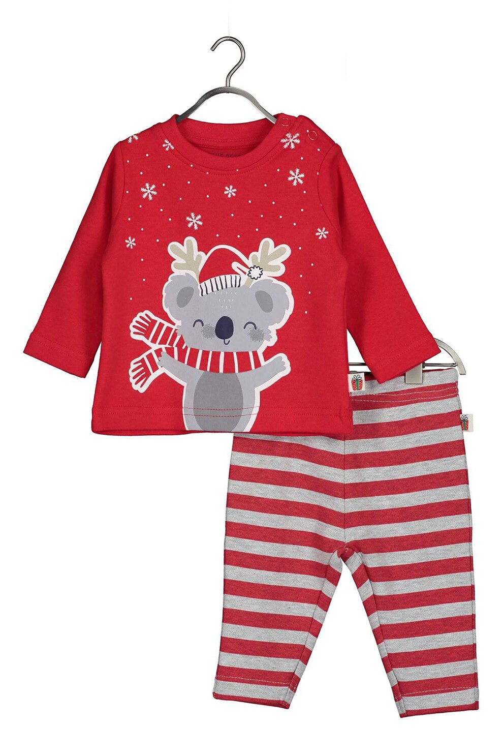 Blue Seven, Pijama cu imprimeu grafic, Rosu/Gri deschis