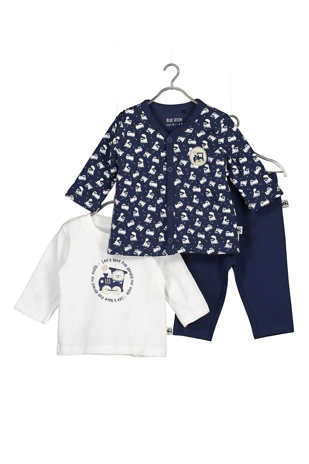 Blue Seven, Set de imbracaminte - 3 piese, Alb/Bleumarin inchis