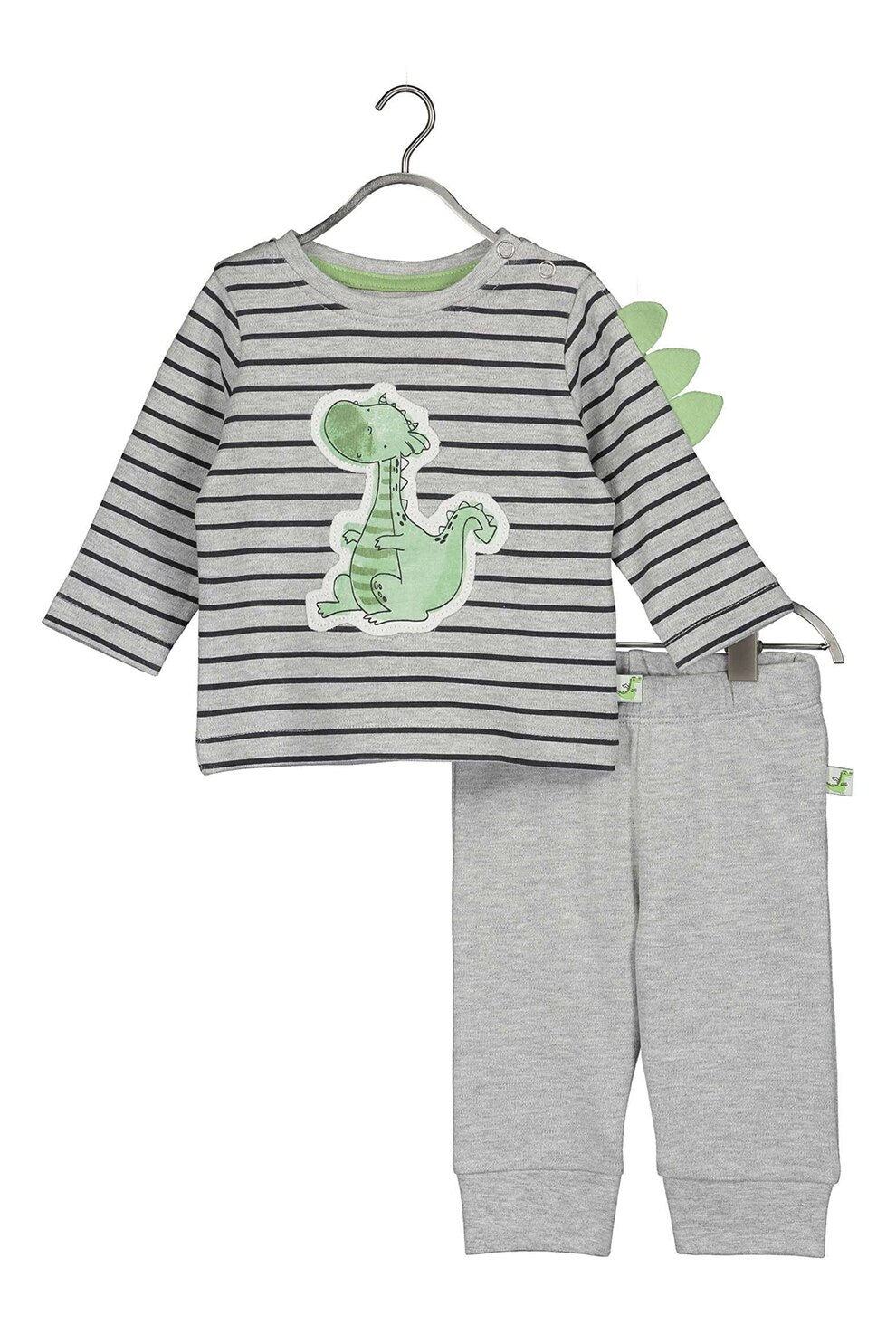 Blue Seven, Set de bluza cu dungi si pantaloni, Gri deschis melange