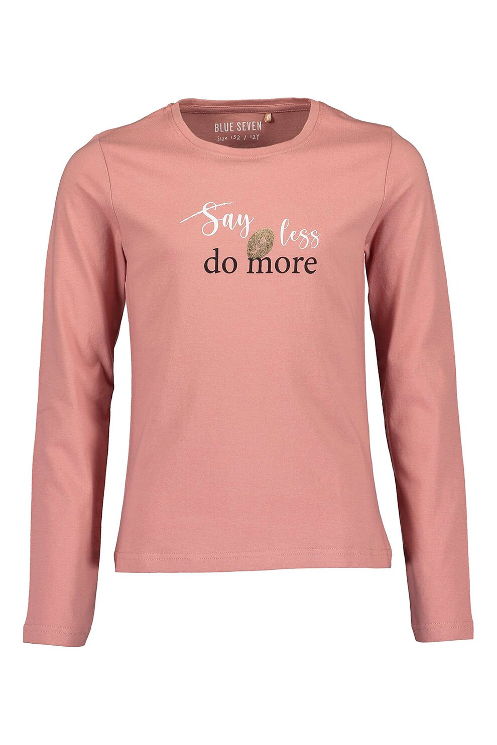 Blue Seven, Bluza cu decolteu la baza gatului si imprimeu, Roz prafuit