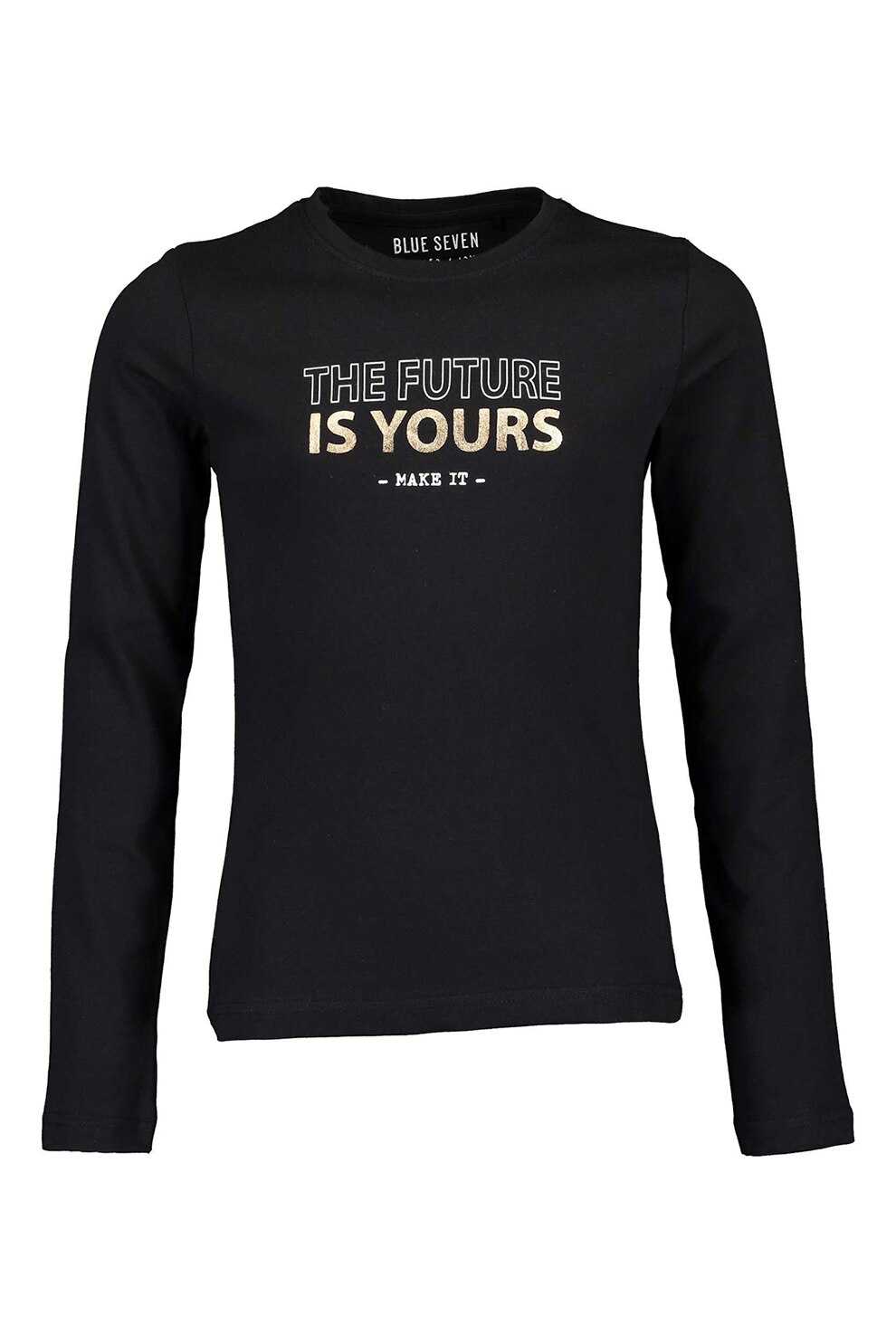 Blue Seven, Bluza cu decolteu la baza gatului si imprimeu, Negru