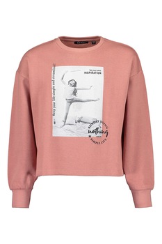 Blue Seven, Bluza sport cu imprimeu foto, Roz somon/Alb Blue Seven, Bluza sport cu imprimeu foto, Roz somon/Alb