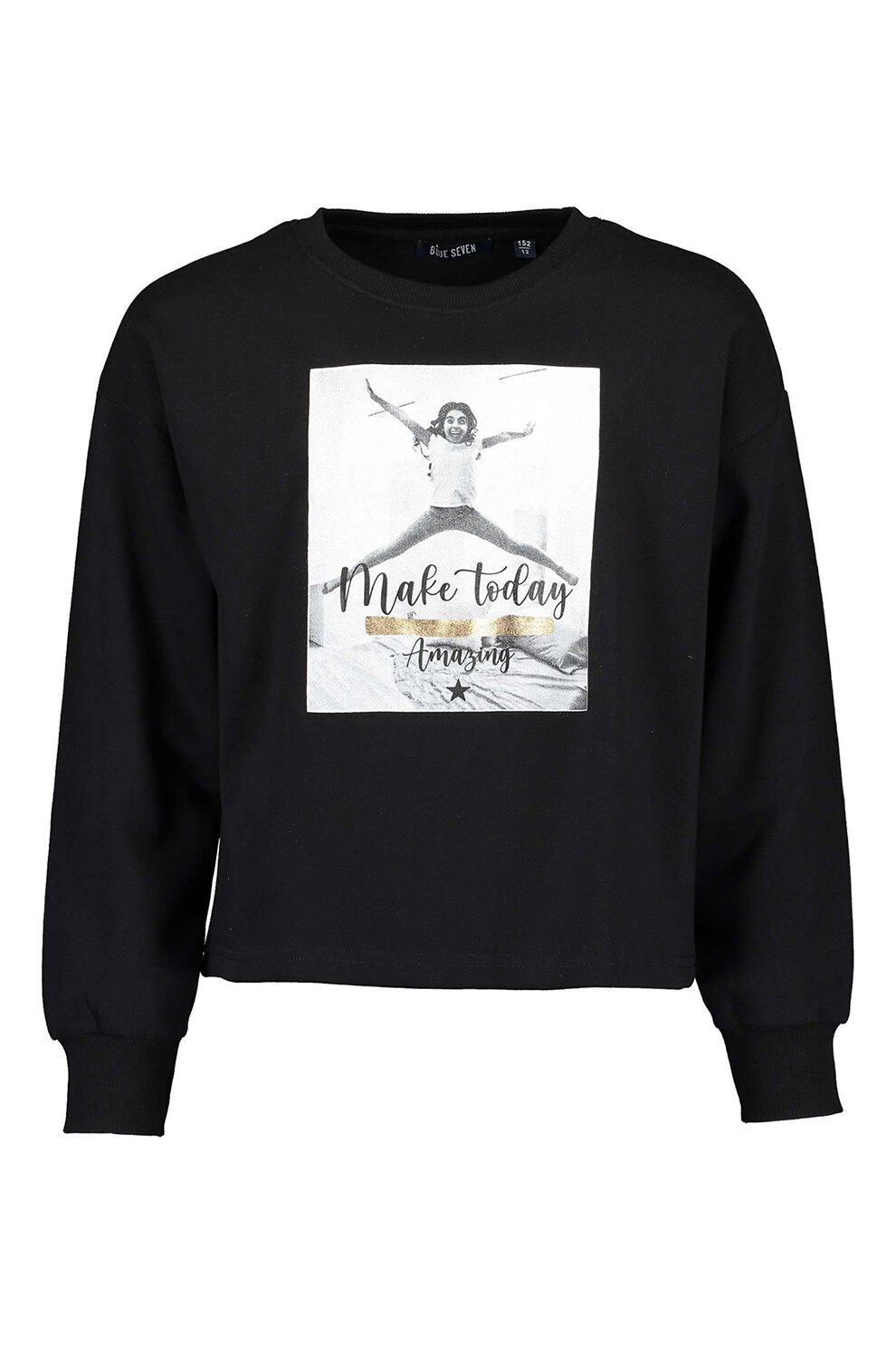 Blue Seven, Bluza sport cu imprimeu foto, Negru/Alb