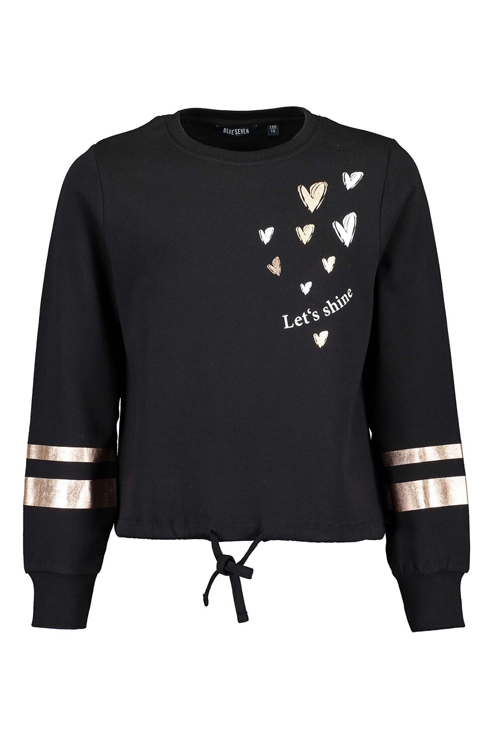 Blue Seven, Bluza sport cu decolteu la baza gatului si snur la terminatie, Negru