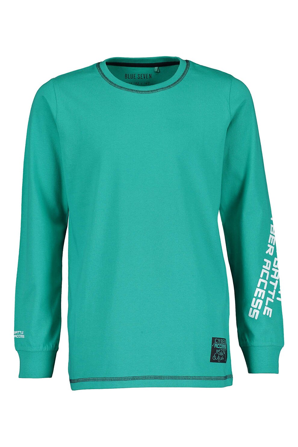 Blue Seven, Bluza de bumbac cu imprimeu text, Verde persan