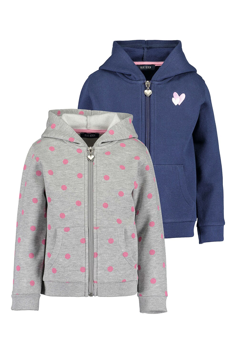 Blue Seven, Set de hanorace cu fermoar - 2 piese, Bleumarin inchis/Gri melange