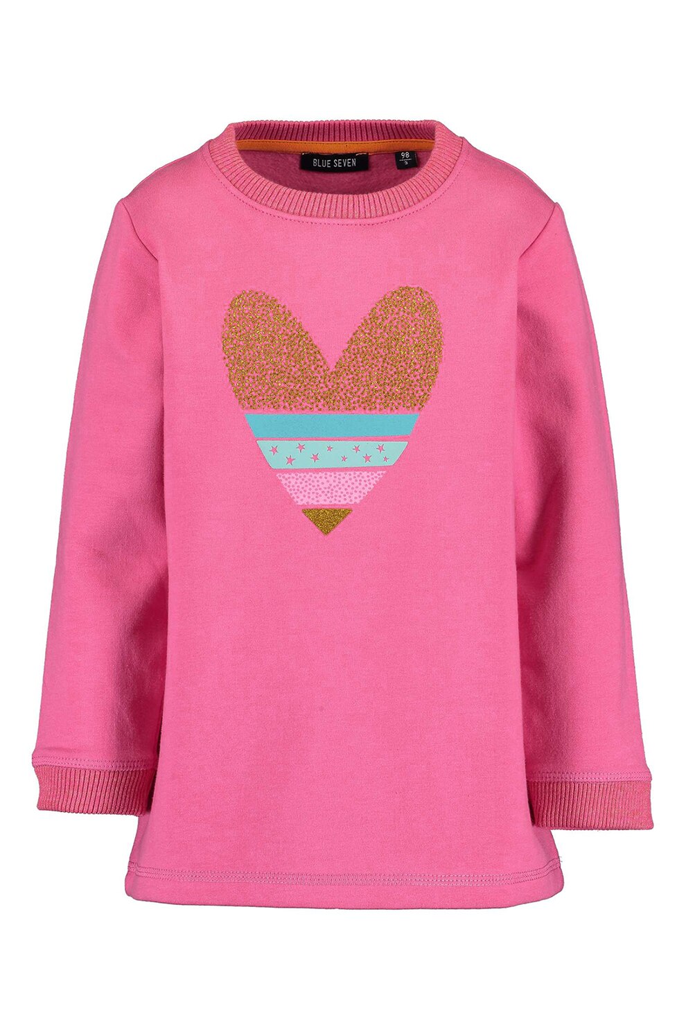 Blue Seven, Bluza sport cu decolteu la baza gatului si imprimeu, Roz