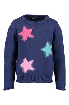 Blue Seven, Pulover cu stele pufoase, bleumarin inchis, roz, bleu Blue Seven, Pulover cu stele pufoase, bleumarin inchis, roz, bleu