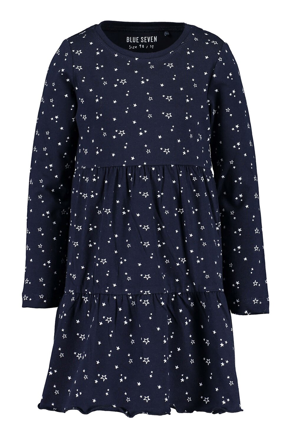 Blue Seven, Rochie evazata cu model cu stele, bleumarin inchis, alb