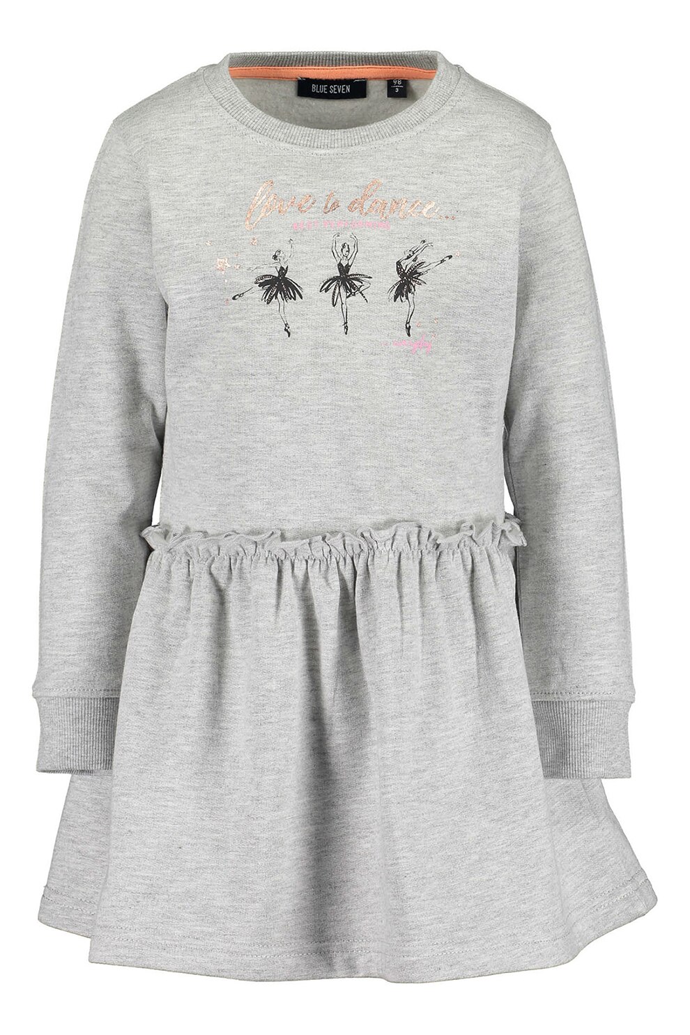 Blue Seven, Rochie evazata cu imprimeu, Gri deschis melange