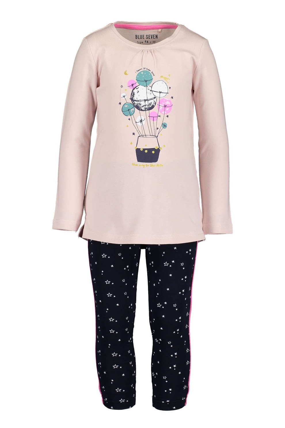 Blue Seven, Set de bluza si colanti - 2 piese, Roz pal/Negru
