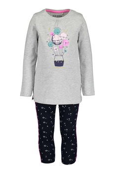 Blue Seven, Set de bluza si colanti - 2 piese, Gri melange/Bleumarin/Alb Blue Seven, Set de bluza si colanti - 2 piese, Gri melange/Bleumarin/Alb