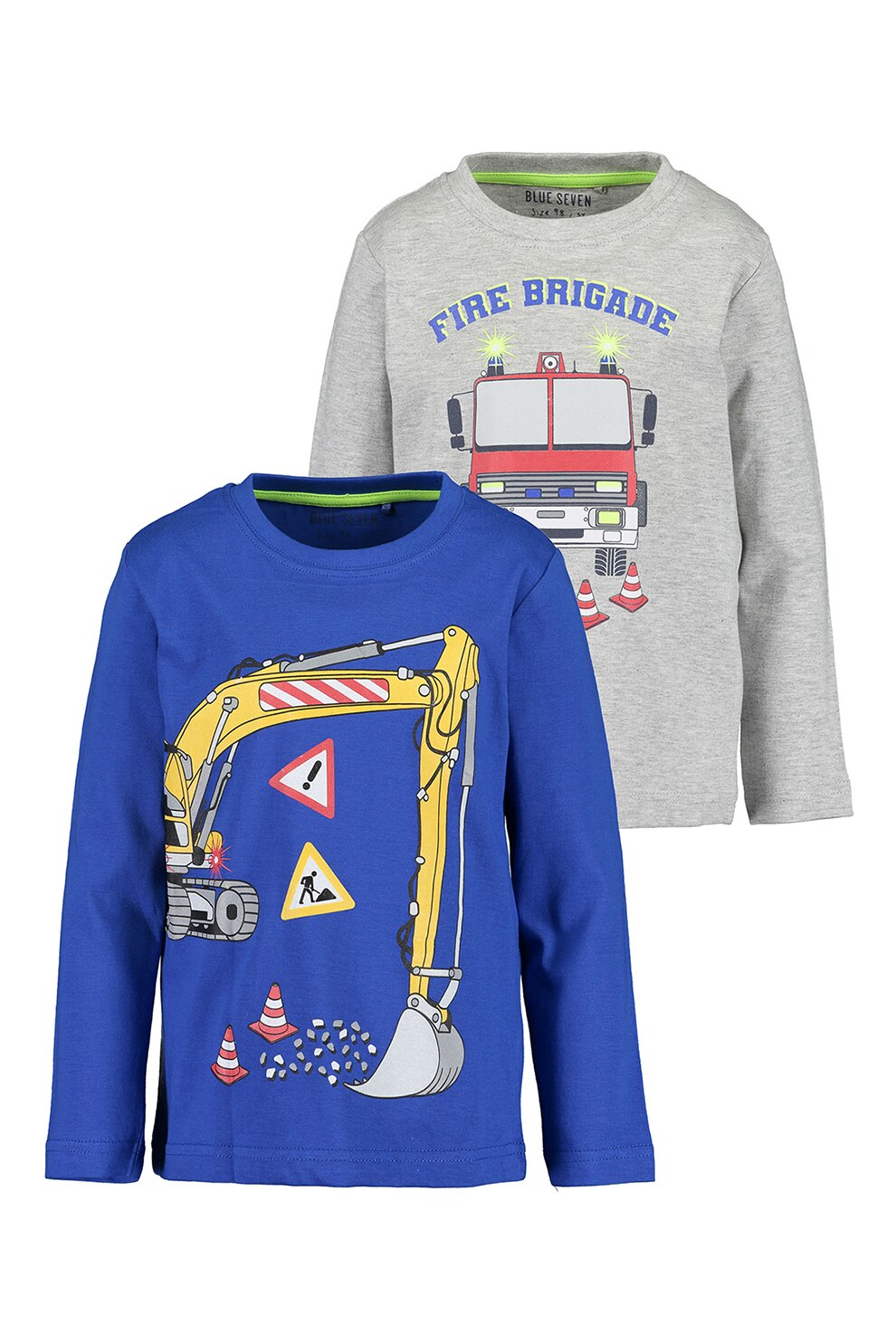 Blue Seven, Set de bluze cu imprimeu - 2 piese, Bleumarin/Gri melange/Galben