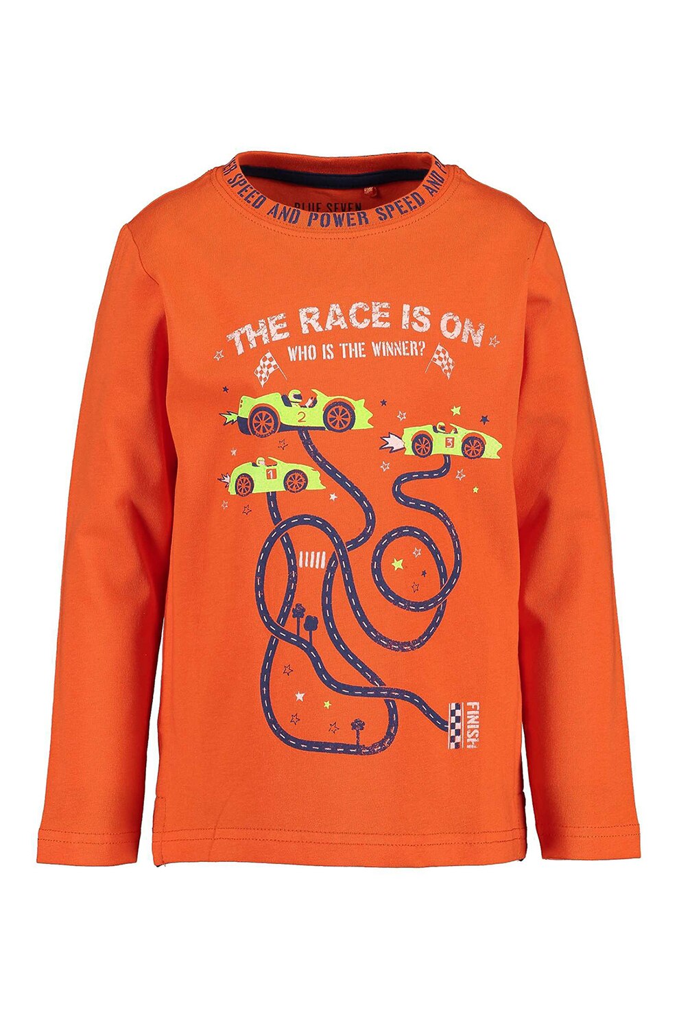 Blue Seven, Bluza din amestec de bumbac cu imprimeu grafic, Oranj/verde lime/bleumarin