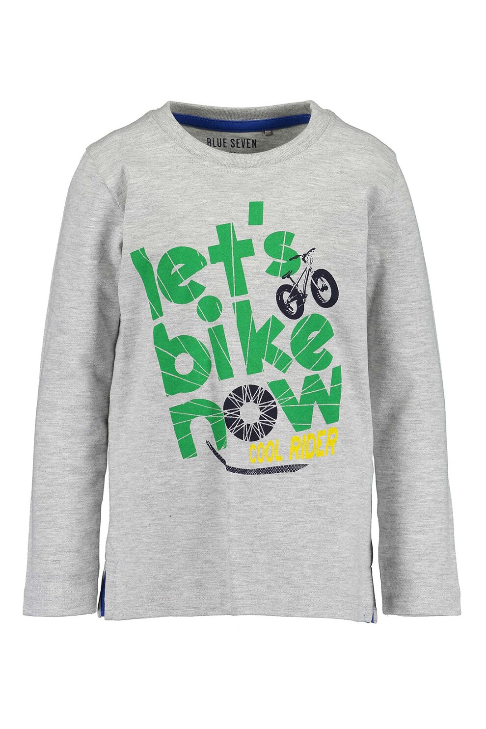 Blue Seven, Bluza din bumbac cu imprimeu grafic, Gri deschis melange/Verde