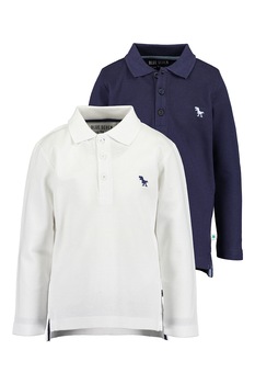 Blue Seven, Set de bluze polo din bumbac - 2 piese, bleumarin inchis, alb Blue Seven, Set de bluze polo din bumbac - 2 piese, bleumarin inchis, alb