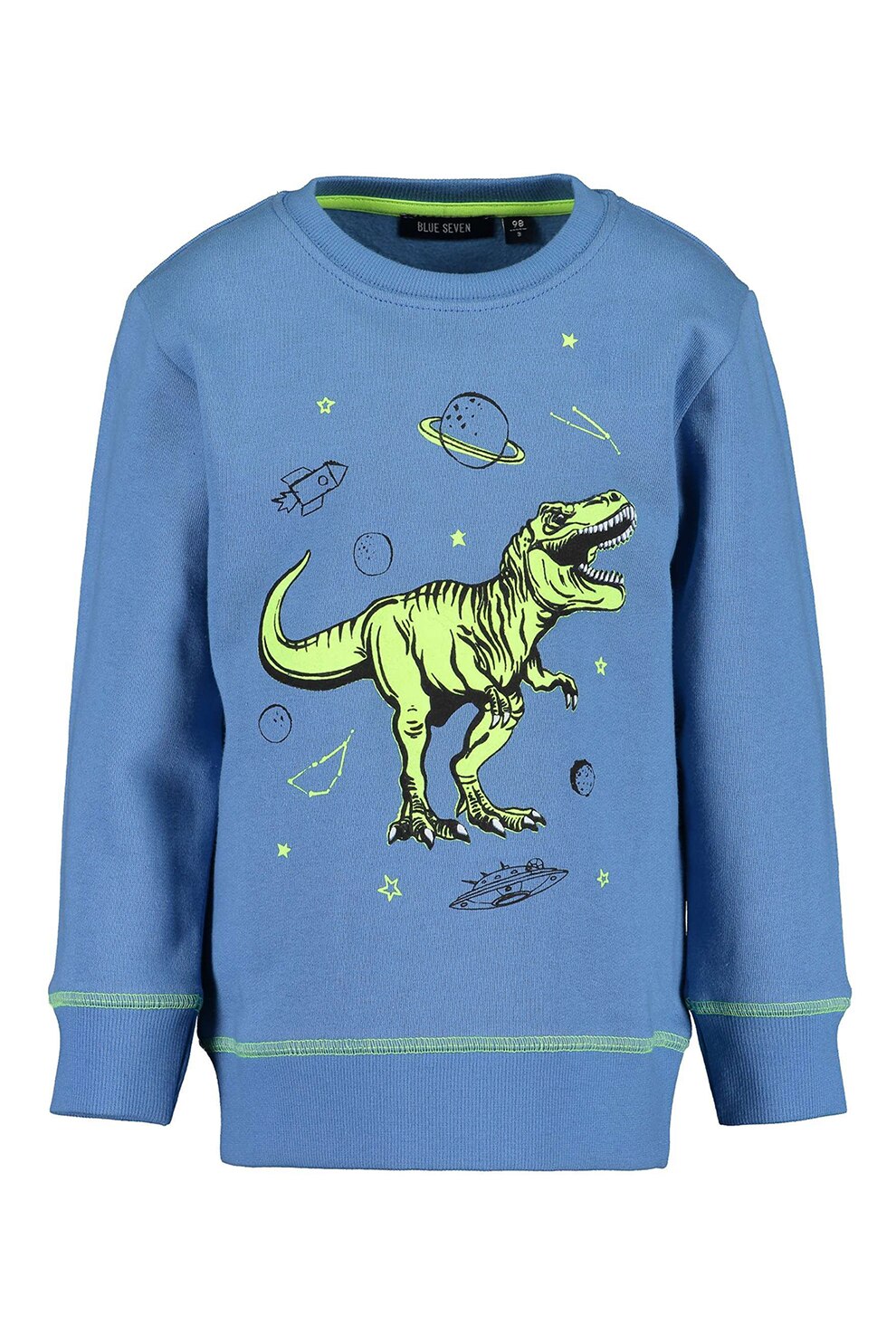 Blue Seven, Bluza sport cu imprimeu grafic, Albastru lavanda/Verde lime