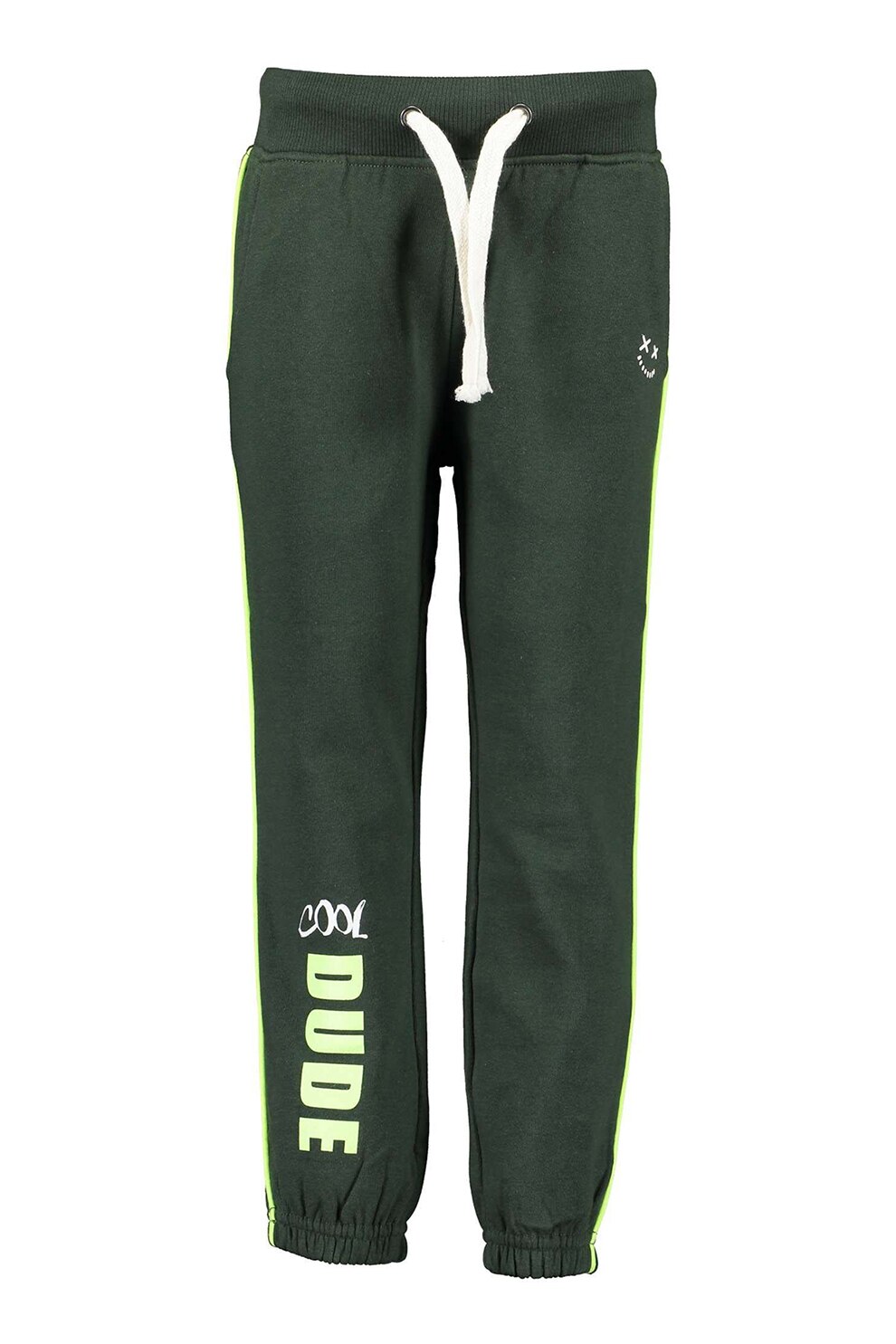 Blue Seven, Pantaloni sport cu imprimeu text contrastant, Verde forest