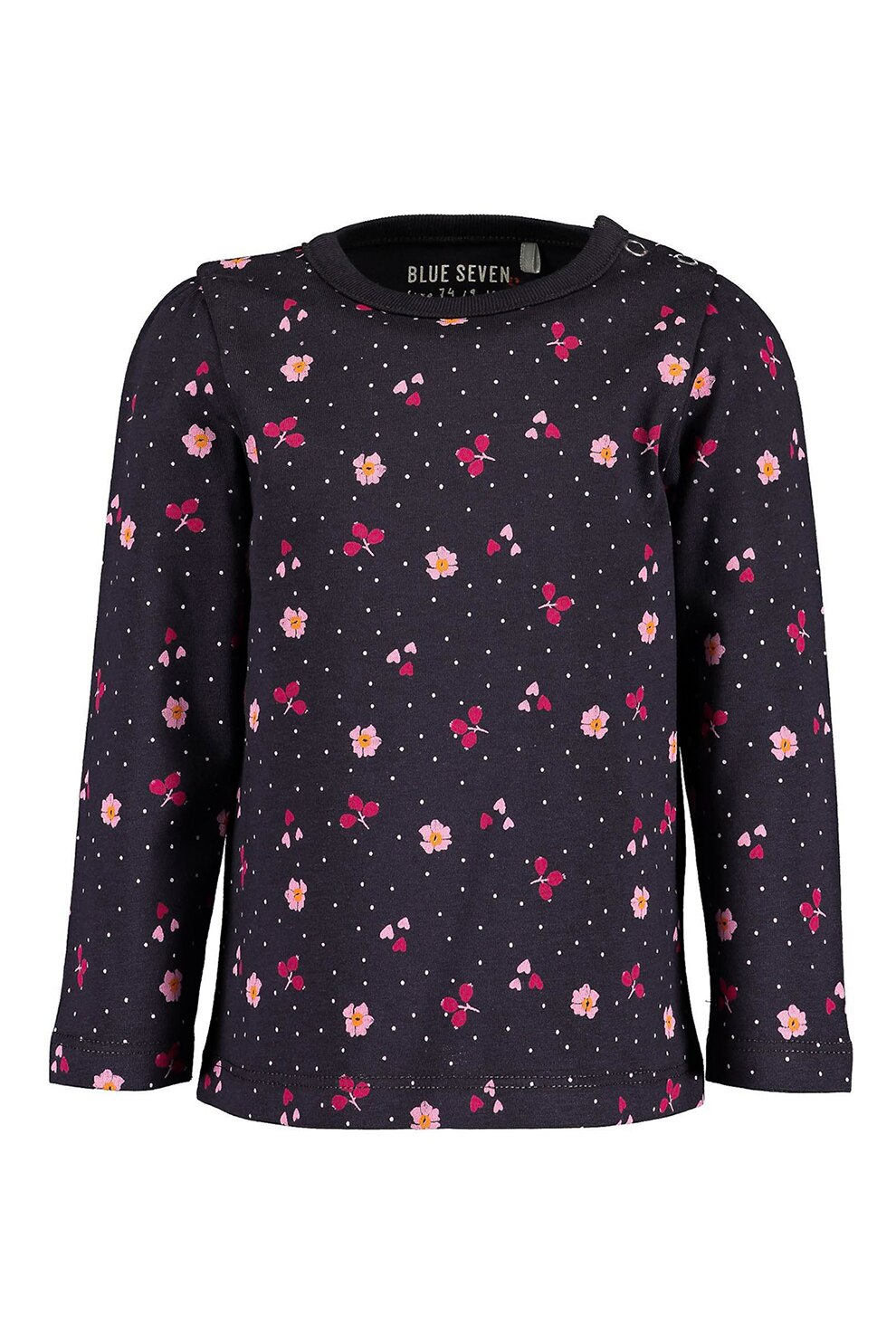 Blue Seven, Bluza din bumbac cu imprimeu, Bleumarin inchis/Roz/Alb