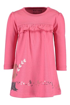 Blue Seven, Rochie cu volane si imprimeu grafic, Roz Blue Seven, Rochie cu volane si imprimeu grafic, Roz