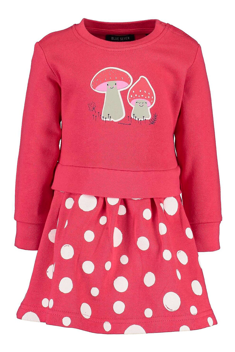 Blue Seven, Rochie cu model combi si imprimeu, Rosu/Alb