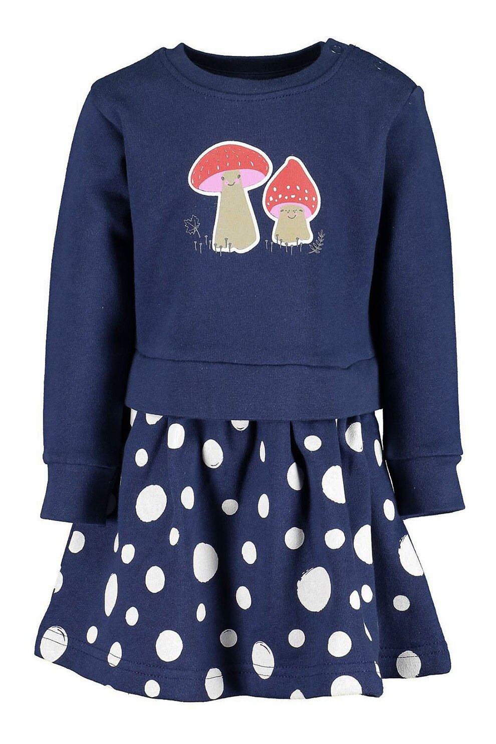 Blue Seven, Rochie cu model combi si imprimeu, Bleumarin/Alb