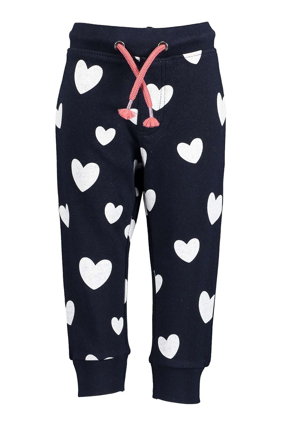 Blue Seven, Pantaloni sport cu imprimeu si snur de ajustare in talie, bleumarin inchis, alb