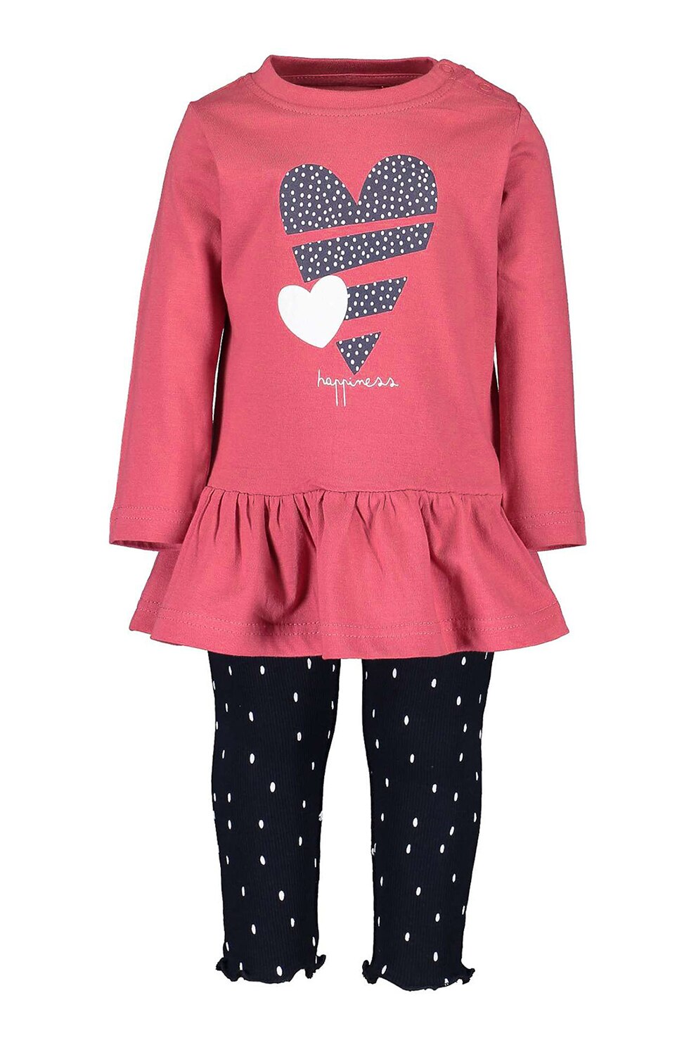 Blue Seven, Set de bluza si colanti cu imprimeu - 2 piese, roz zmeuriu, bleumarin inchis, alb