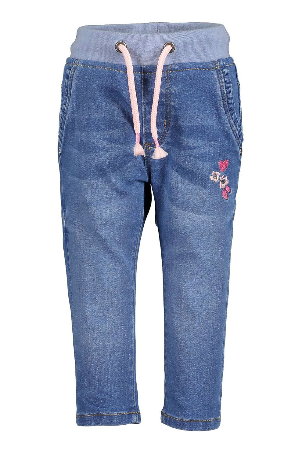 Blue Seven, Blugi jogger cu broderie cu flori, Albastru