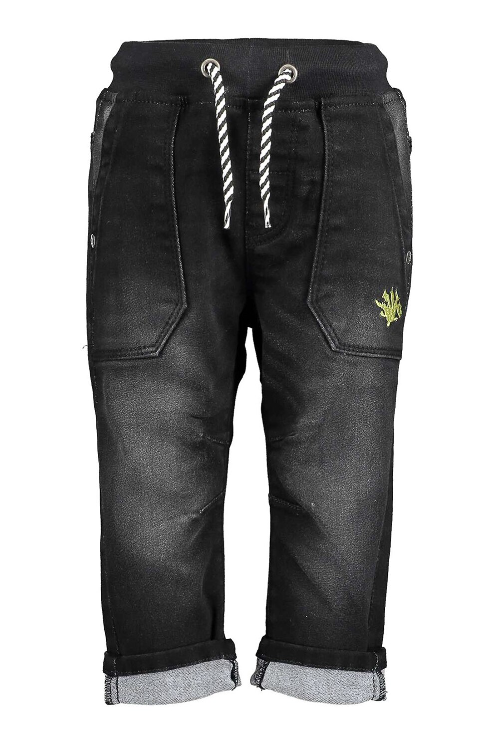 Blue Seven, Pantaloni jogger din denim cu detalii brodate, Negru