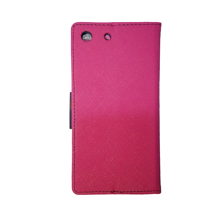 Husa tip Carte Pentru Sony Xperia M5 , Fancy Case pink ,interior Blue