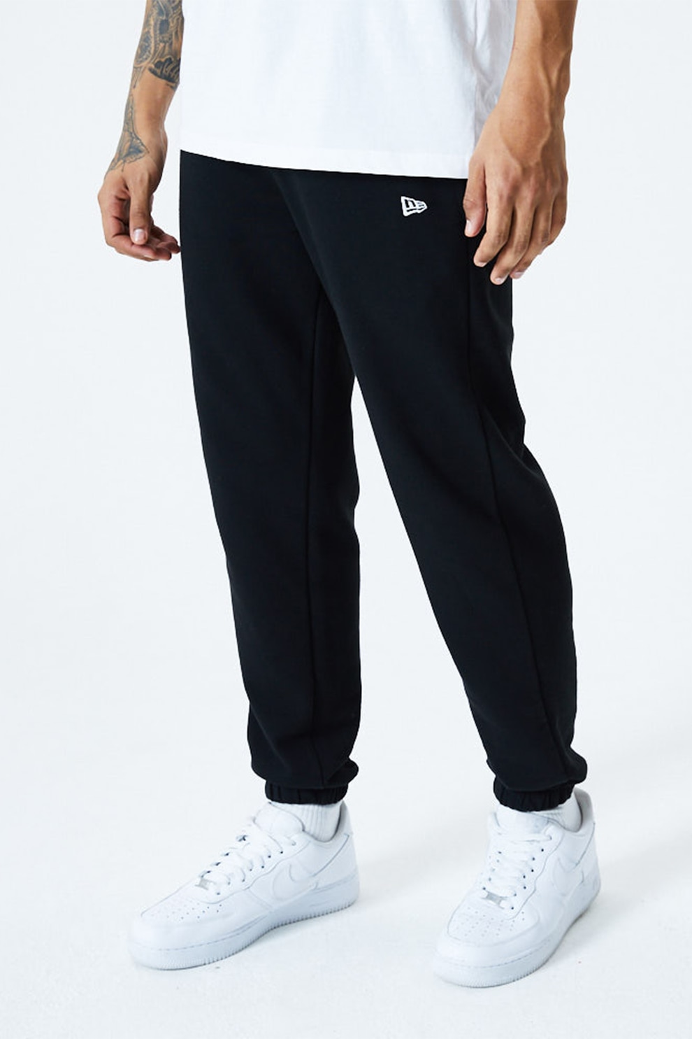 New Era, Pantaloni sport conici cu cordon in talie Essential, Negru