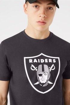 New Era, Tricou cu imprimeu Las Vegas Raiders, Gri inchis/Alb New Era, Tricou cu imprimeu Las Vegas Raiders, Gri inchis/Alb