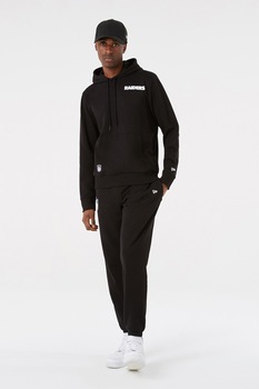 New Era, Hanorac din amestec de bumbac cu buzunar kangaroo, Negru/Alb New Era, Hanorac din amestec de bumbac cu buzunar kangaroo, Negru/Alb