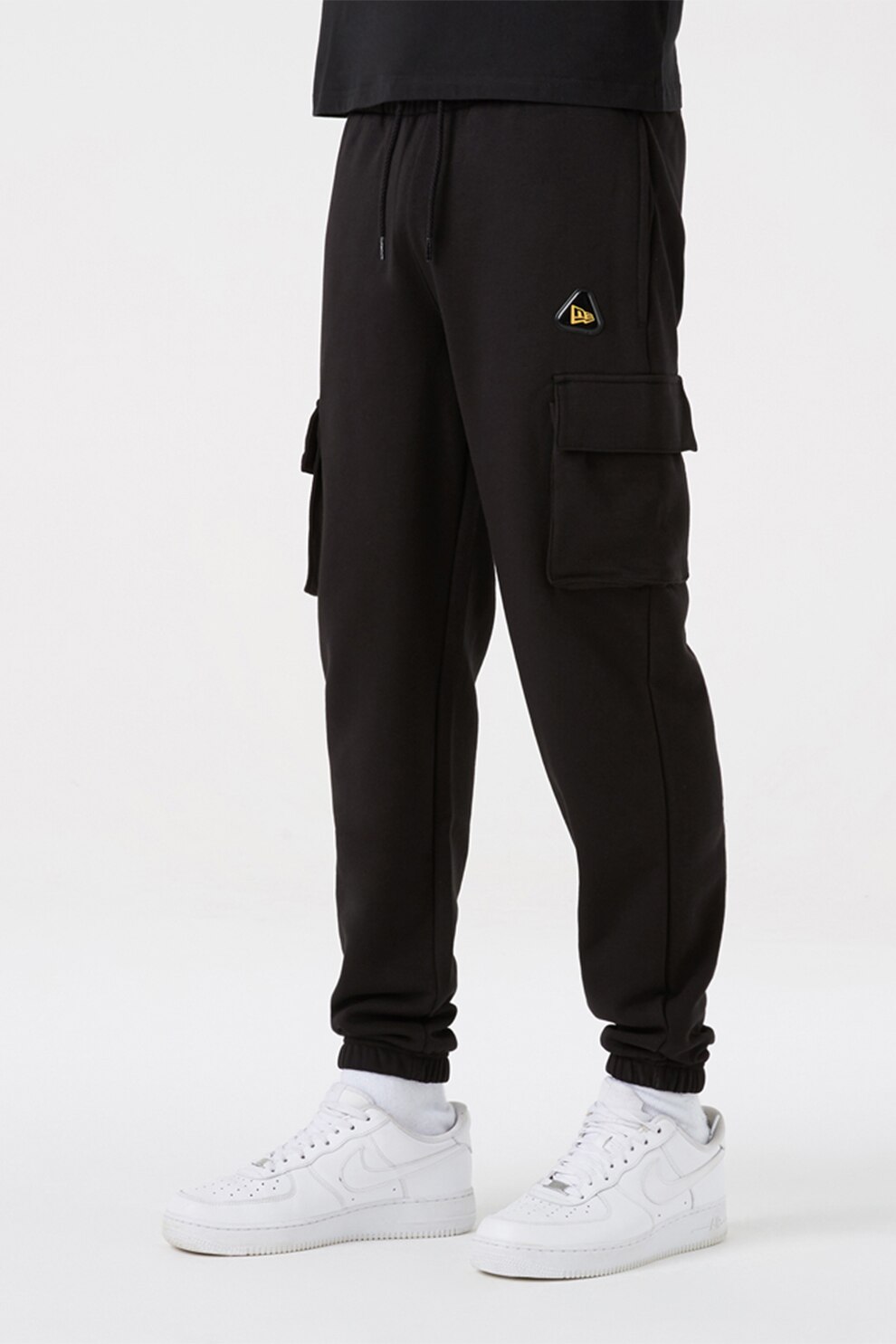 New Era, Pantaloni cargo cu snur de ajustare in talie, Negru