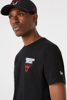 New Era, Tricou cu imprimeu Chicago Bulls, Negru/Rosu/Alb New Era, Tricou cu imprimeu Chicago Bulls, Negru/Rosu/Alb