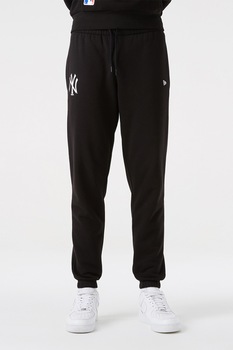 New Era, Pantaloni sport din amestec de bumbac cu imprimeu logo, Negru/Alb New Era, Pantaloni sport din amestec de bumbac cu imprimeu logo, Negru/Alb