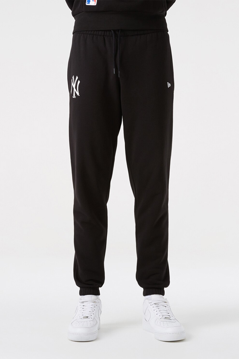 New Era, Pantaloni sport din amestec de bumbac cu imprimeu logo, Negru/Alb