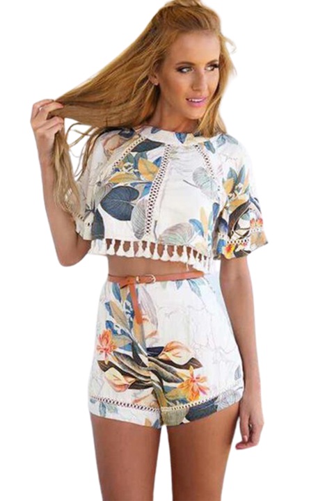 Set Pantaloni + Maiou dama, Jup, Poliester, Alb, XS/S