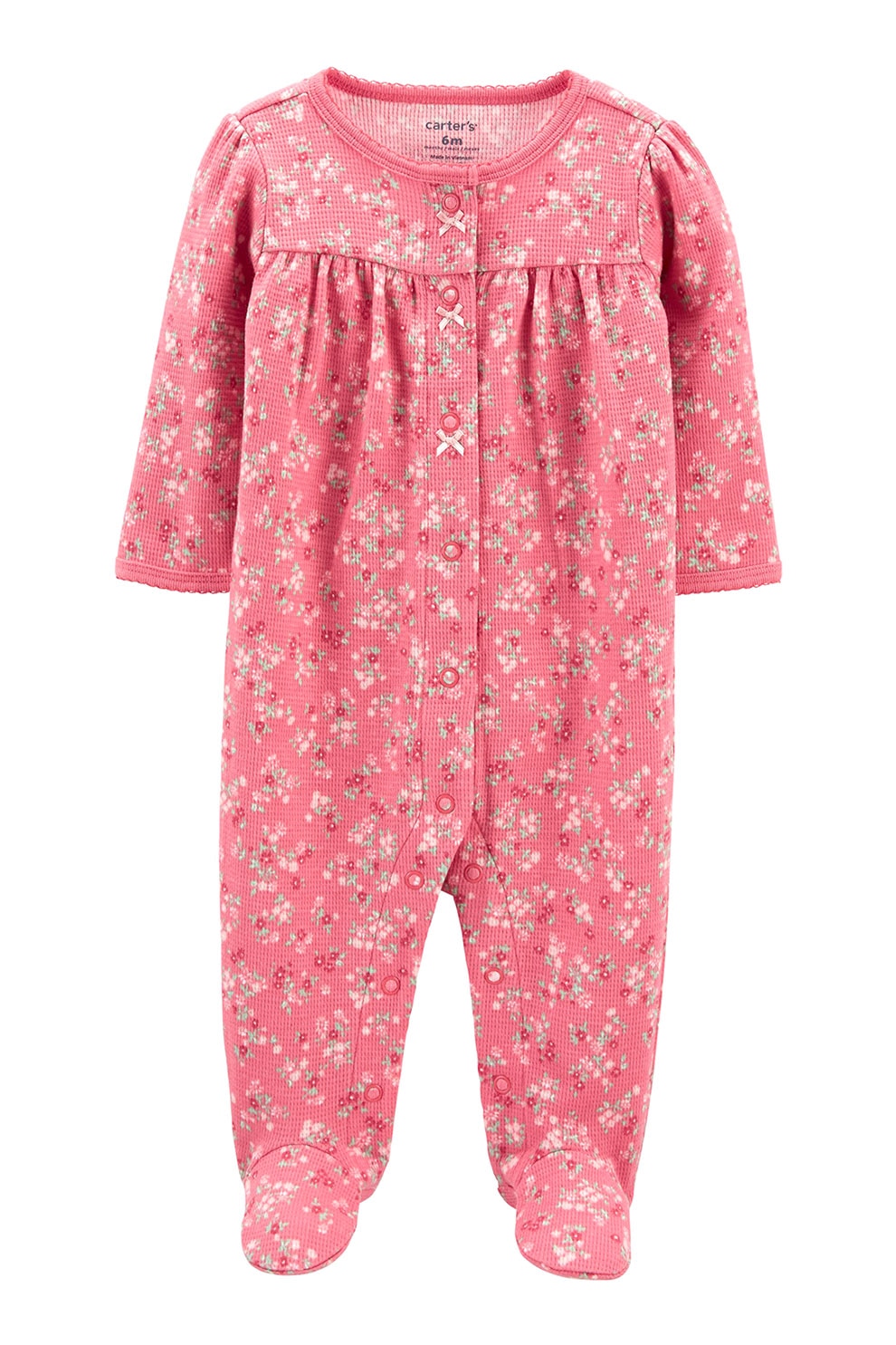 Carter's, Salopeta cu model floral Sleep&Play, Roz/Verde