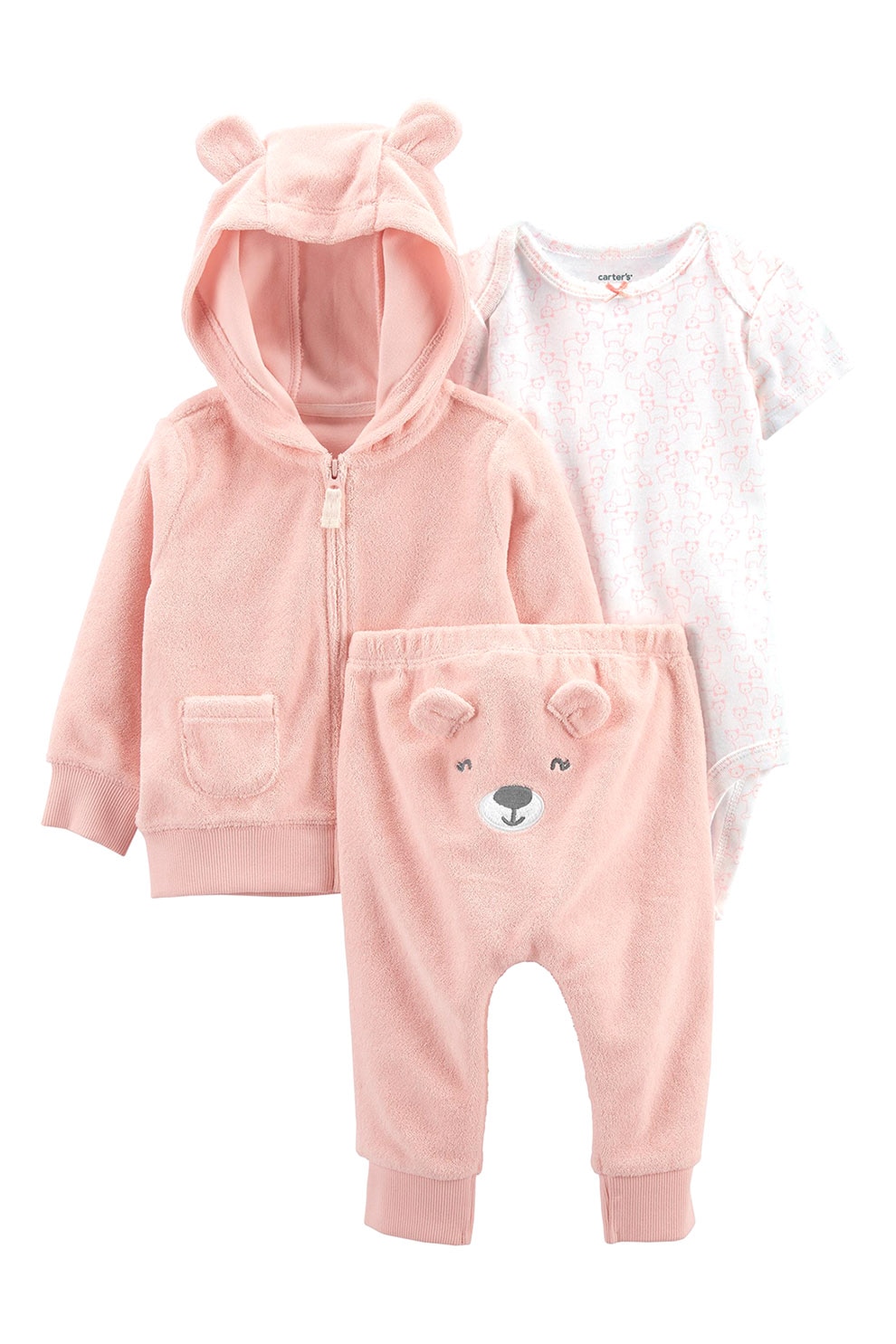 Carter's, Set de imbracaminte cu aspect pufos, Roz piersica/Alb