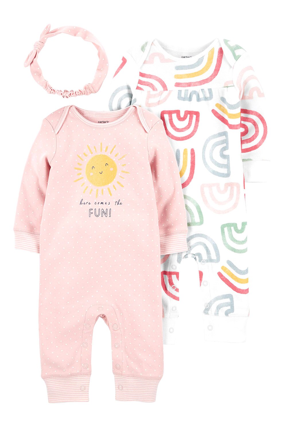 Carter's, Set de imbracaminte - 3 piese, Roz prafuit/Alb/Galben