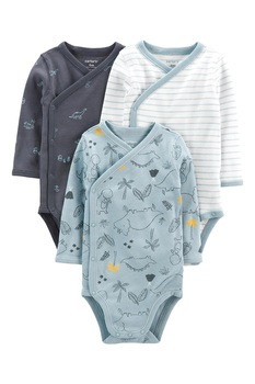 Carter's, Set de body-uri cu imprimeu - 3 piese, alb, gri inchis, albastru aquamarin, 78-83 CM Carter's, Set de body-uri cu imprimeu - 3 piese, alb, gri inchis, albastru aquamarin, 78-83 CM