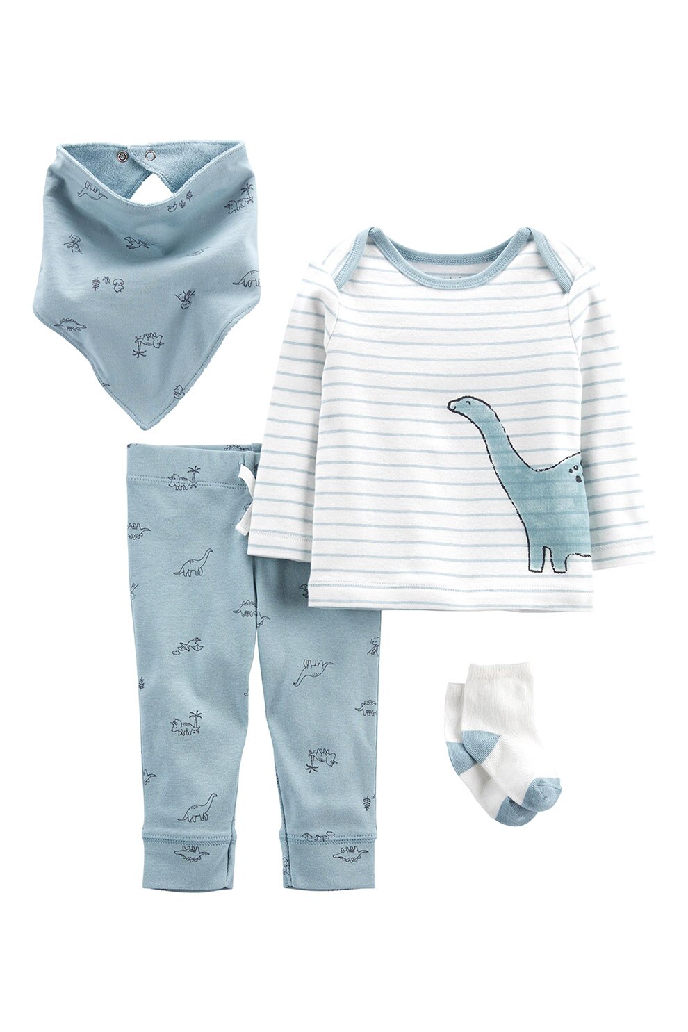 Carter's, Set de imbracaminte de bumbac - 4 piese, Albastru acvamarin/Alb