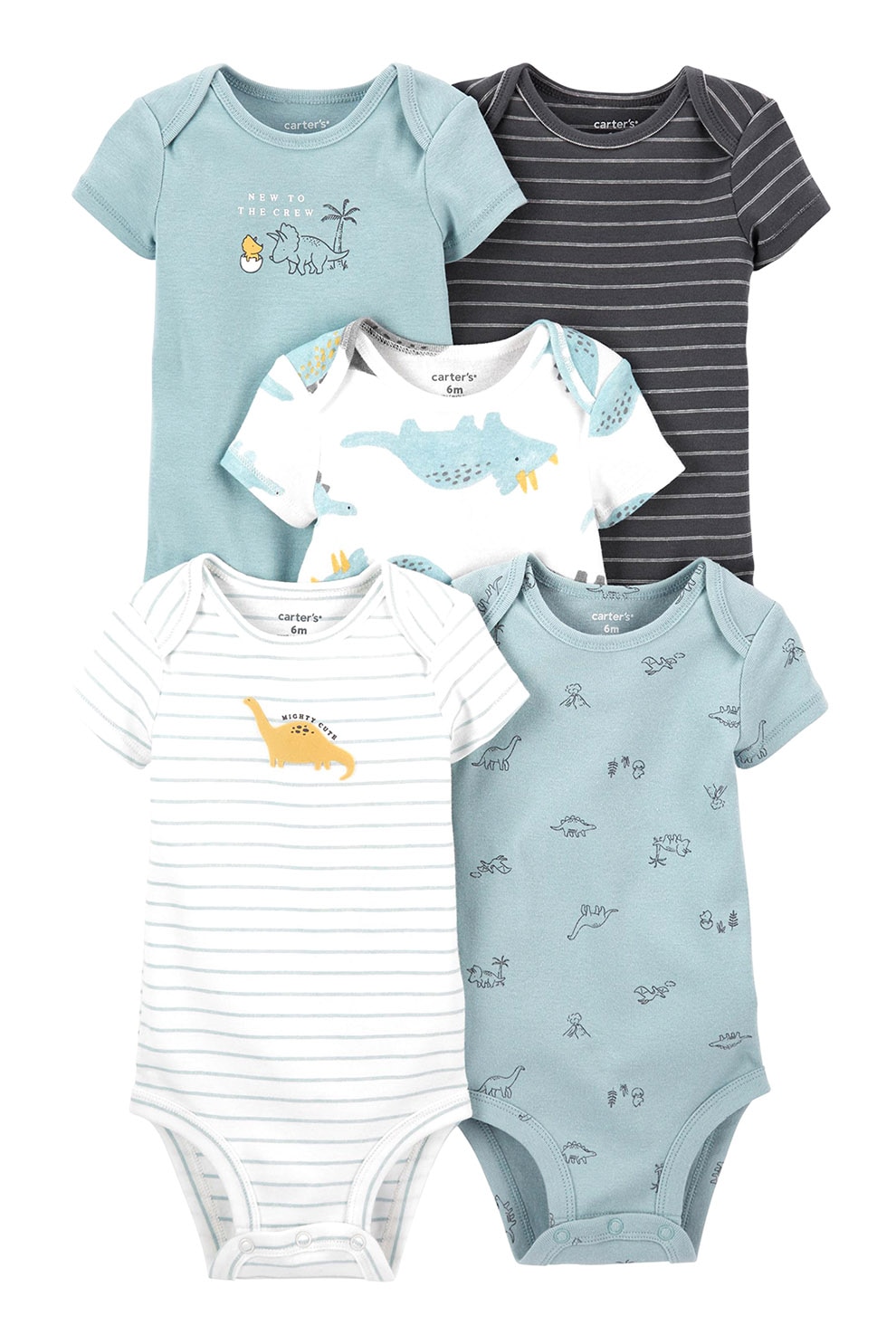 Carter's, Set de body-uri de bumbac cu model - 5 perechi, Multicolora, 49-55 CM